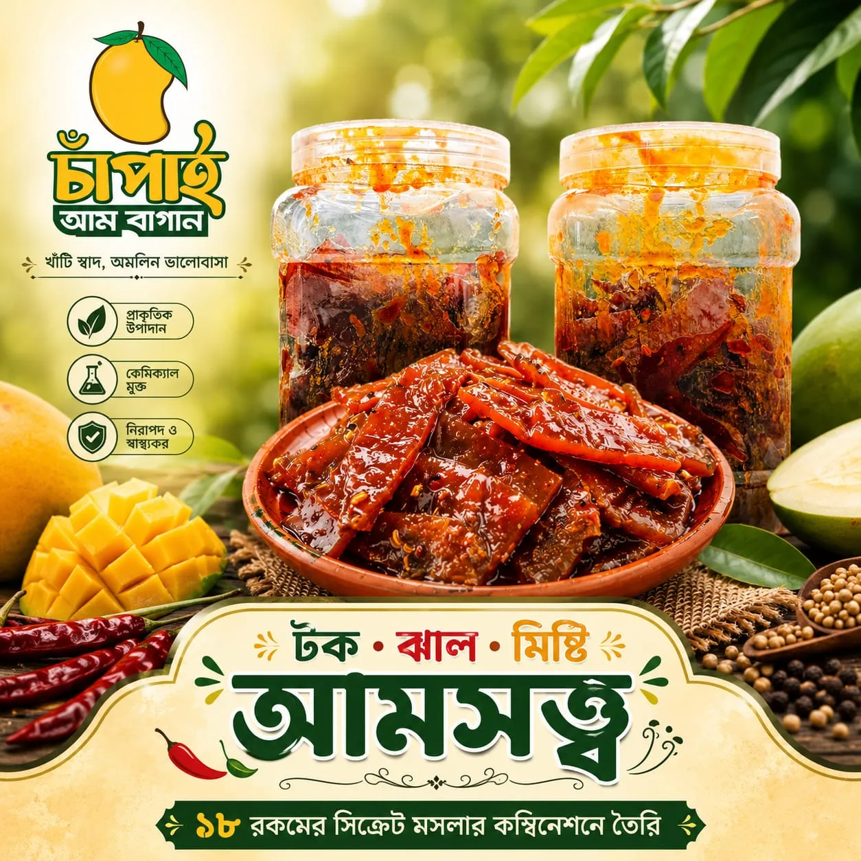 টক ঝাল মিষ্টি আমসত্ত্ব ৫০০ গ্রাম  Tok Jhal Misti Amsotto 500 gm